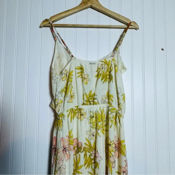 Billabong Floral High Low Dress Maxi Spaghetti Straps Boho Vacation Cotton Lined - Picture 7 of 14